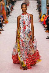 Prettiest Spring 2019 Carolina Herrera by Wes Gorden Runway Look 25 Silk Chiffon Floral Print Dress