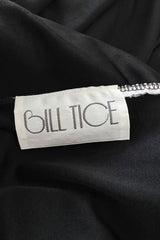 Documented 1981 Bill Tice Plunge Front Black & Gold Nylon Jersey Backless Halter Dress