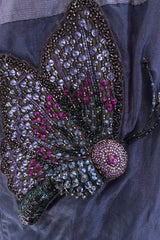 Prettiest Spring 2009 Emporio Armani Runway Finale Look 91 Purple Dress w Elaborately Beaded Butterfly Appliques