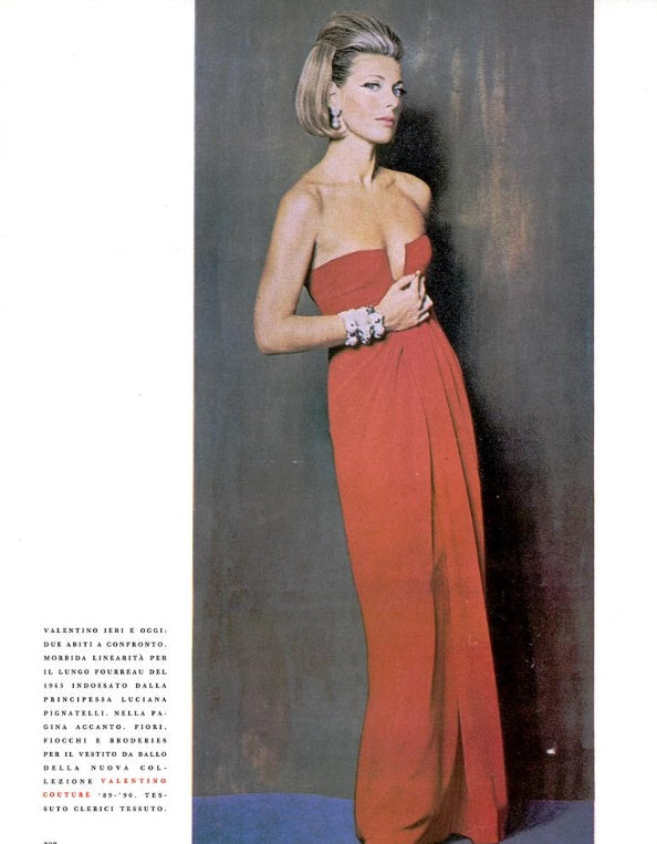 Spring 2000 Valentino Strapless Red Silk Crepe Dress Re-issue of the 1965 Couture Original