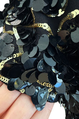 Chic Resort 2018 Michael Kors Runway Look 44 Black Dress w Elaborate Gold & Black Sequin Detailing