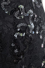 Fall 1992 Emanuel Ungaro Strapless Sequin SIlk & Lace Black Dress w Fringed & Beaded Hem