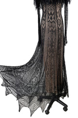 Spring 2017 Alexander McQueen by Saran Burton Runway Look 37 Off Shoulder Black Stretch Net Dress