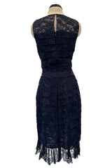 Extraordinary Fall 2008 Chanel by Karl Lagerfeld Blue Lace & Chiffon Dress & Cape Set