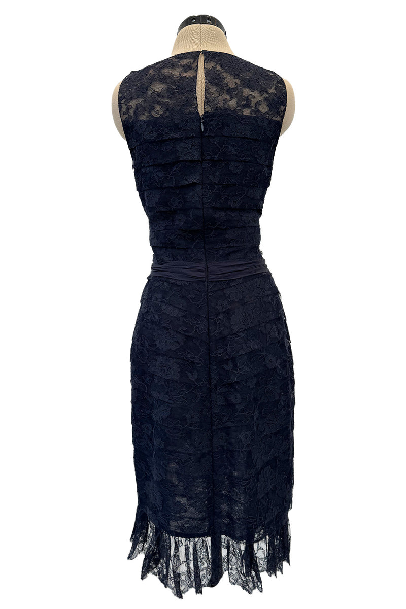 Extraordinary Fall 2008 Chanel by Karl Lagerfeld Blue Lace & Chiffon Dress & Cape Set