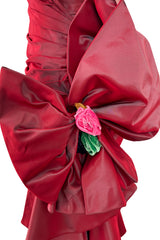 Exceptional Fall 1991 Emanuel Ungaro Haute Couture Runway Strapless Hand Draped Iridescent Silk Dress w Bow