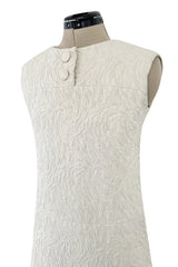 1960s Christian Dior Demi-Couture Textured Ivory Silk A-Line Dress & Matching Crop Jacket