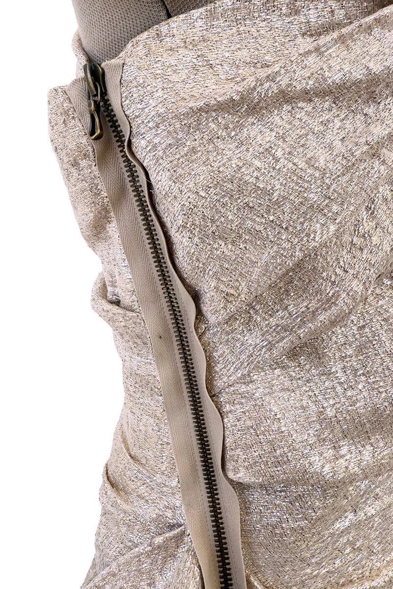 Spectacular Spring 2011 Lanvin by Alber Elbaz Pale Metallic Gold Silver Lame One Shoulder Dress
