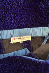 Fantastic Fall 1986 Yves Saint Laurent Runway Strapless Deep Purple-Blue Hand Gathered Velvet Dress