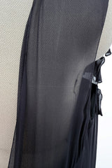 Spring 2001 Chanel by Karl Lagerfeld Midnight Blue Silk Chiffon Dress w Ruffles & Low Back
