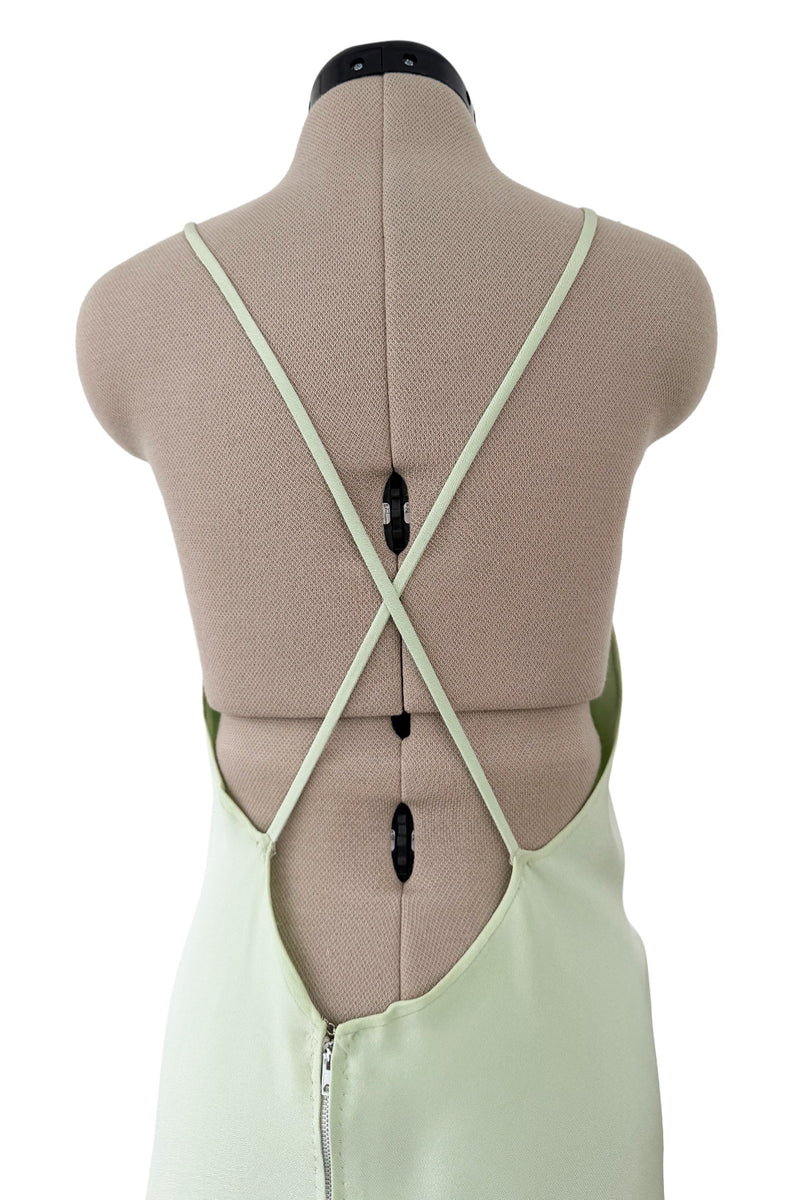 Rare Spring 1978 Philippe Venet the Haute Couture Runwau Sample Pale Mint Silk One Shoulder Dress