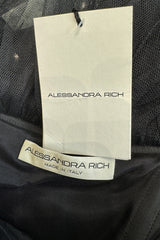 Fall 2020 Alessandra Rich Runway Look 22 in Black Strapless Dress w Tulle Bodice & Hem