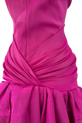 Spectacular Spring 2005 Oscar de la Renta Runway Look 53 Strapless Deep Pink Silk Dress w Full Skirts