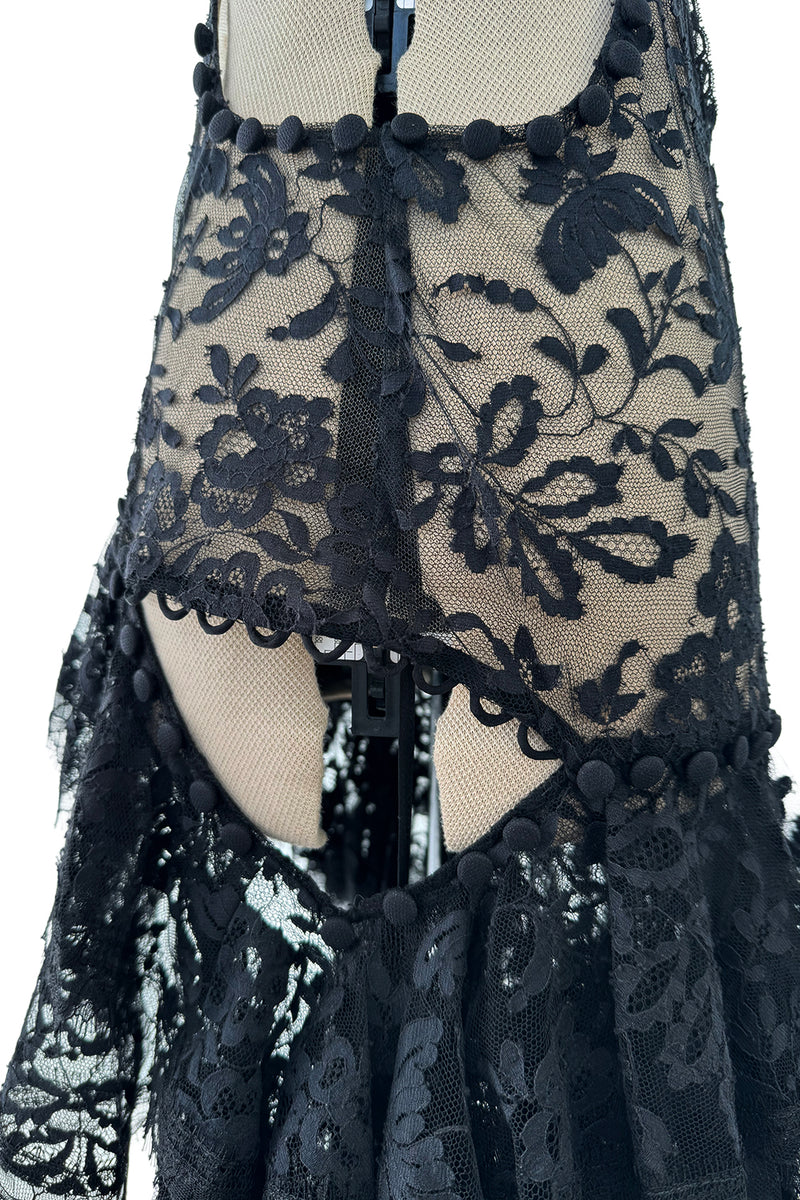 Exquisite Spring 2016 Alexander McQueen by Sarah Burton Runway Look 34 Black & White Lace Cut Out Dress