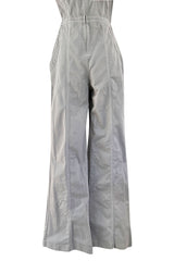Amazing Unlabeled Vintage Starpless Grey Cotton Canvas Jumpsuit w Top Stitching & Pockets