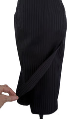 Fabulous Spring 1985 Emanuel Ungaro Haute Couture Runway Black Stripe Jacket & Skirt Set