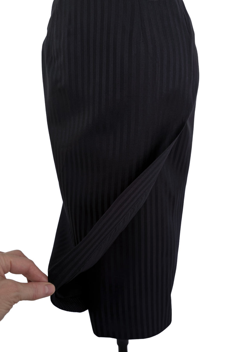 Fabulous Spring 1985 Emanuel Ungaro Haute Couture Runway Black Stripe Jacket & Skirt Set