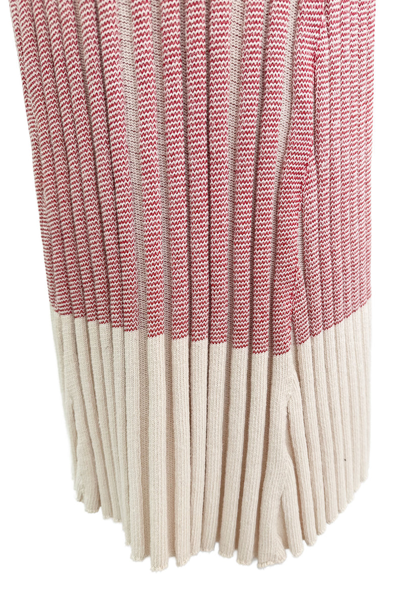 Iconic Spring 2017 Celine by  Pheobe Philo Pale Red-Pink & Ivory Knit Sweater Dress w Exaggerated Ribbing