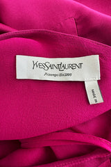 Chic Spring 2008 Yves Saint Laurent by Stefano Pilati Runway Look 35 Deep Fuchsia Pink Silk One Shoulder Dress