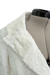 Extraordinary Spring 2006 Christian Dior by John Galliano Textured Off White Bow Detailed Jacket & Full Skirt Suit