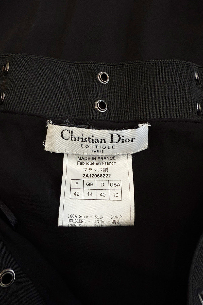 Sexy Fall 2002 Christian Dior by John Galliano Look 23 in Black Strapless Silk w Buckle Details