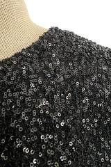 Glamourous 2014 Christian Dior by Raf Simons Densely Covered Black Sequin Dress w Pink Lining