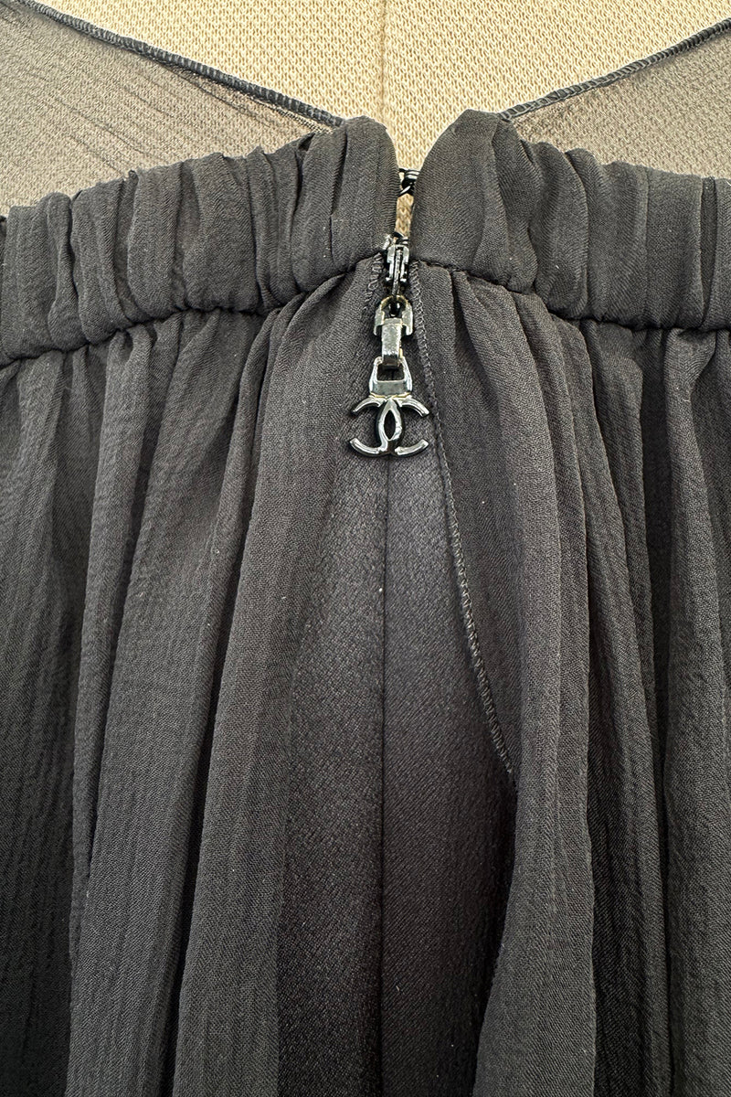 Prettiest Fall 2009 Chanel by Karl Lagerfeld Runway Look 55 Black Silk & Chiffon Dress
