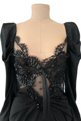 Prettiest Fall 2019 Alessandra Rich Black Version of Runway Look 46 Bias Cut Silk & Sequin Lace Dress