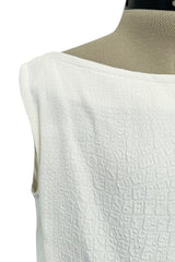 Yves Saint Laurent Spring 1993 minimalist White Dress w Raised Reptile Print