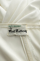 Prettiest 1950s Fred Perlberg Strapless Ivory Dress w Gathered Back Skirting & Net Cotton Muslin Underskirts