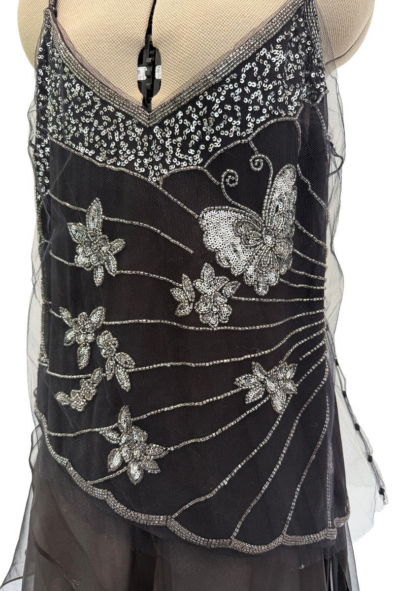 Prettiest Spring 2006 Giorgio Armani Silk Chiffon & Net Skirt and Top Set w Beaded Butterflies