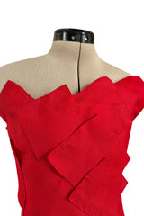 Fall 2001 Jean Louis Scherrer Haute Couture Original Runway Look 7 Sample Strapless Red Layered Panel Dress