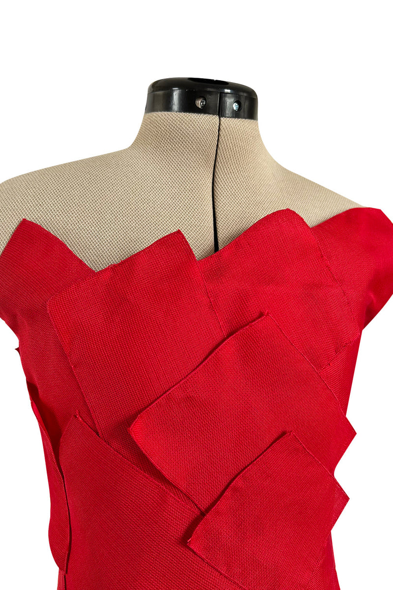 Fall 2001 Jean Louis Scherrer Haute Couture Original Runway Look 7 Sample Strapless Red Layered Panel Dress