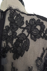 Fall 2017 Alexander McQueen by Sarah Burton Black Lace Dress w See Through Lace Back