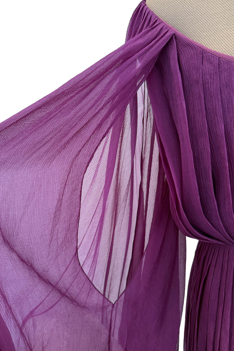 Spring 2024 Christian Dior by Maria Grazia Chiuri Runway Look 75 Purple Silk Chiffon Dress w Huge Balloon Sleeves