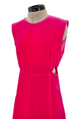 Sublime Resort 2018 Valentino by Pierpaolo Piccioli Brilliant Pink Velvet Dress w Side Cut Outs
