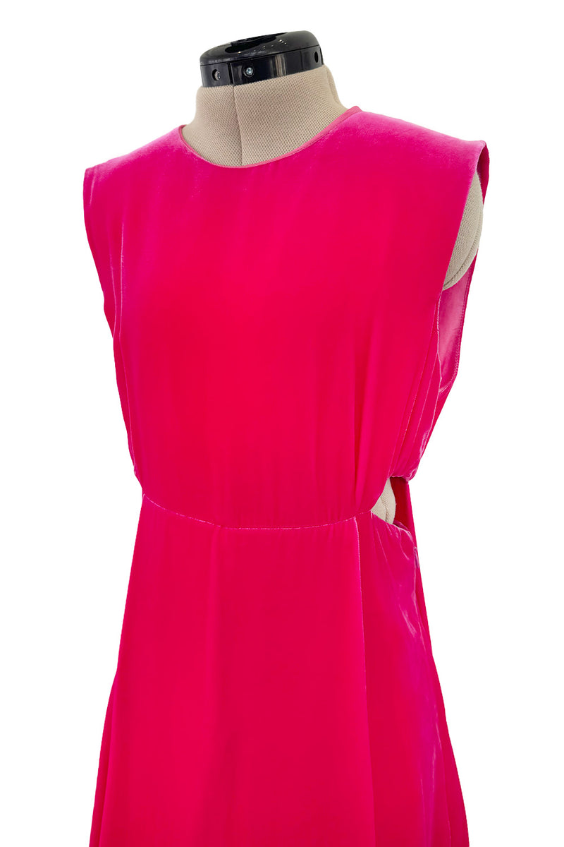 Sublime Resort 2018 Valentino by Pierpaolo Piccioli Brilliant Pink Velvet Dress w Side Cut Outs