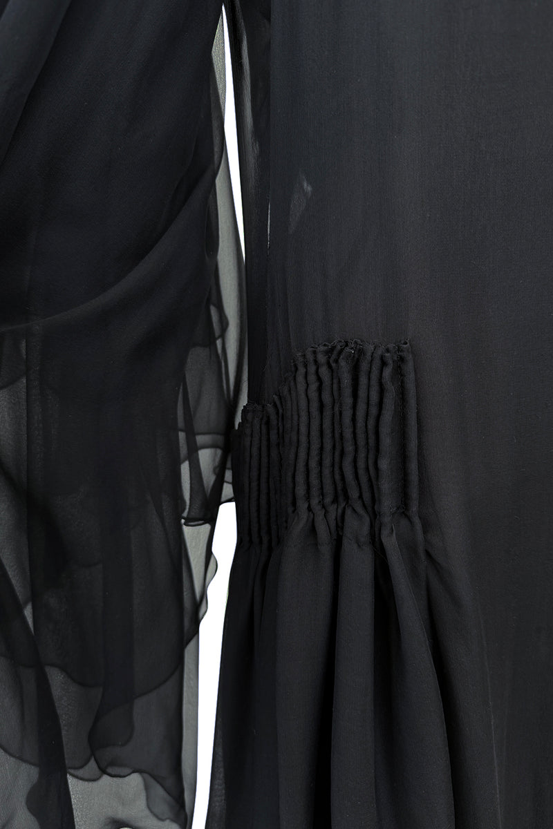 Beautiful Fall 2002 Valentino by Mr. Valentino Runway Look 65 Flowing Black Silk Chiffon Caftan Dress