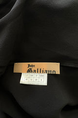 Fabulous Fall 2005 John Galliano Feather Light Bias Cut Black Silk Chiffon Dress w Seaming Detailing