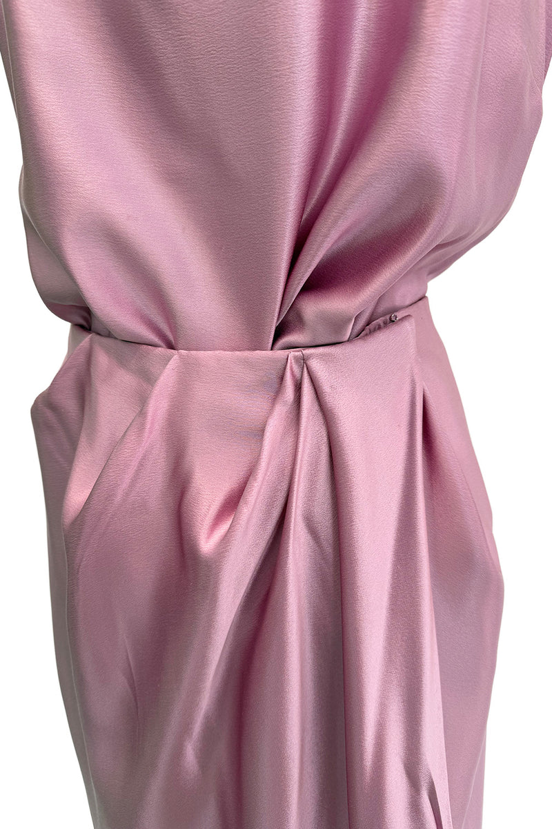 Prettiest Early 1990s Emanuel Ungaro Haute Couture Rose-Pink Silk Wrap Skirt & Tank Top Set Dress