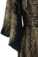 Pre-Fall 2016 Saint Laurent by Hedi Slimane Runway Look 37 Gold Metallic Thread & Sequin Feather Dress