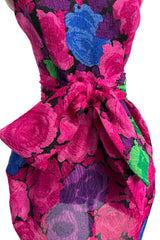 Exuberant Spring 1988 Christian Lacroix Luxe Demi-Couture Runway & Documented Strapless Floral Mini Dress