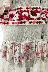 Spring 2016 Etro by Veronica Etro Runway Look 6 Ivory Net Lace Dress w Embroidered Silk Panels