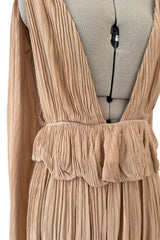 Chic Spring 2019 Chloe by Natacha Ramsay-Levi Pleated Chiffon Dress w Attached Caped Back