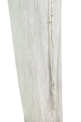 Stunning 1970s-80s Mary McFadden Couture White Pleated Dress w Attached Braided Belt