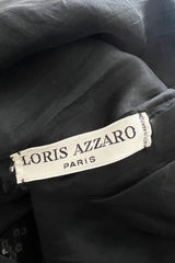 1973 Loris Azzaro Couture Black Flame Sequin Detailing & Feather Light Silk Chiffon Dress