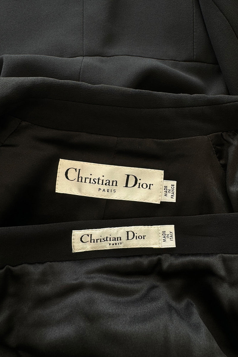Pre-Fall 2011 Christian Dior by John Galliano Black Silk Suit w Back Flared Skirt & Gathered Detailed Jacket