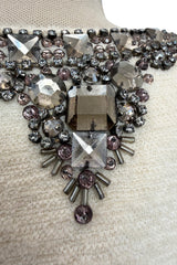 Superb Fall 2007 Oscar de la Renta Runway Look 38 Sequin & Bead on Ivory Boucle Wool Runway Dress