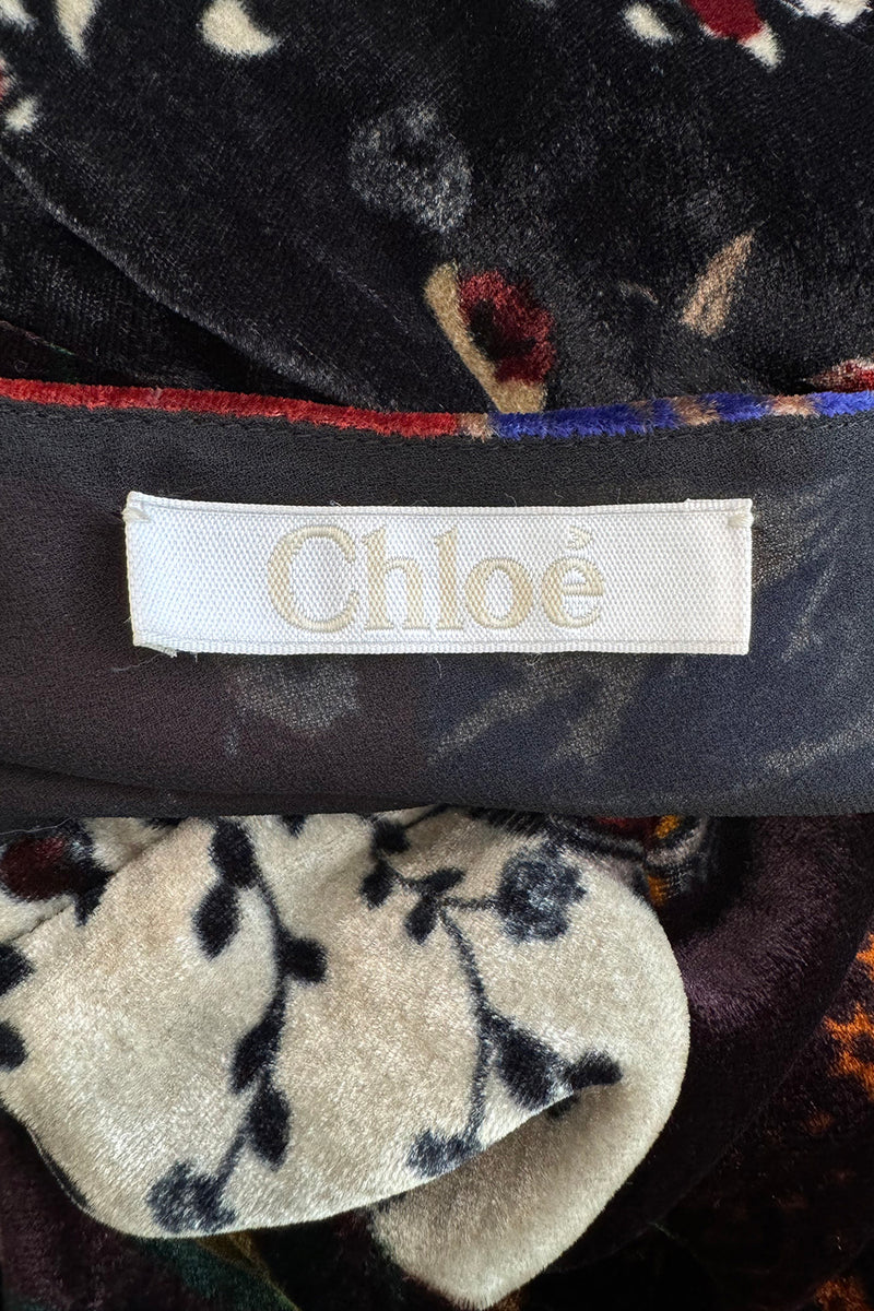 Fall 2015 Chloe by Clare Waight Keller Velvet Closing Runway Look 45 Velvet Patchwork Dress