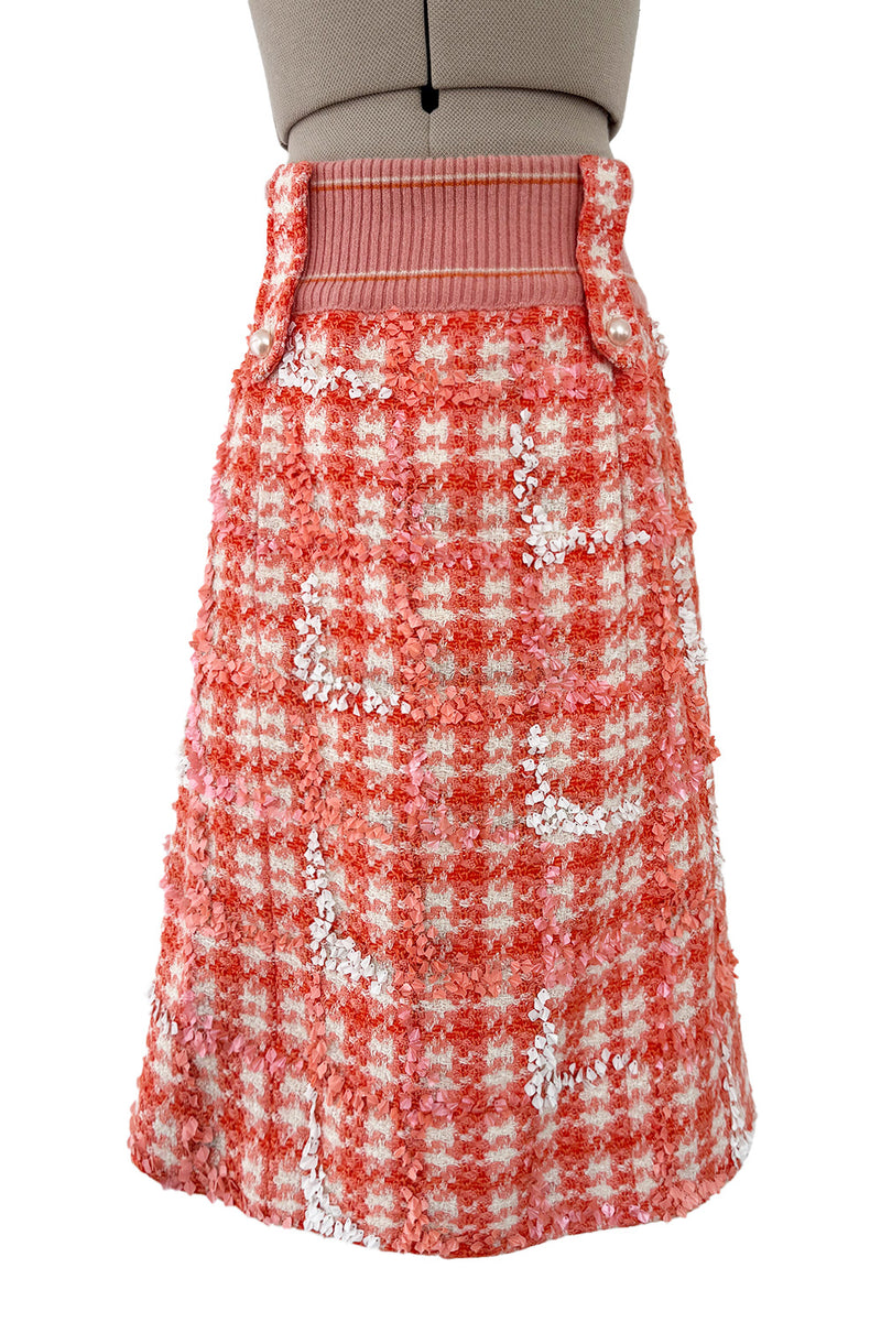 Phenomenal Spring 2001 Chanel by Karl Lagerfeld Runway Cashmere & Sequin Top & Skirt Set